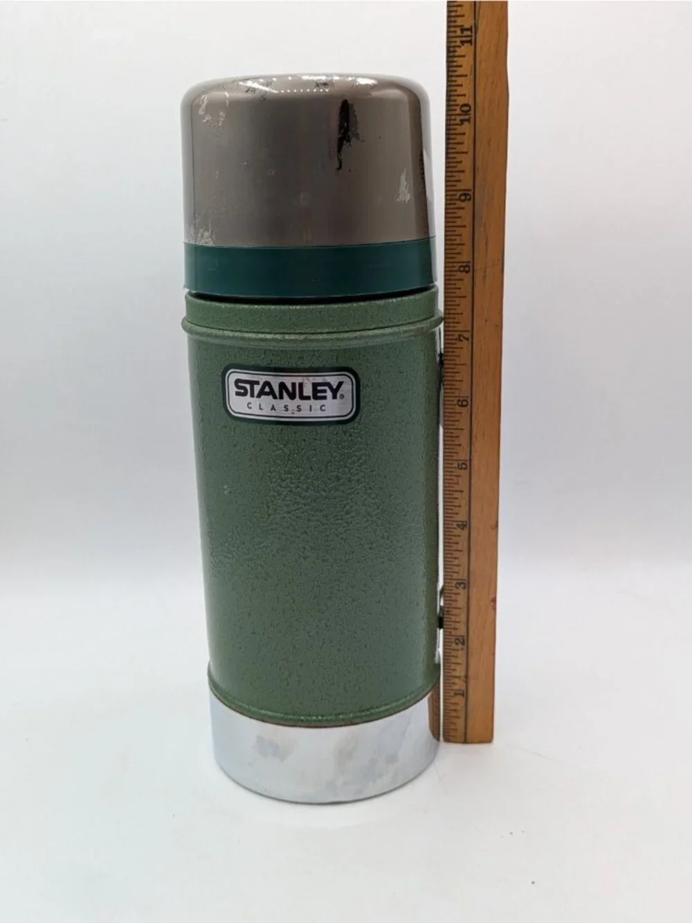 Stanley Classic 24 Ounce Wide Mouth Thermos Metal Bottle Green Vintage